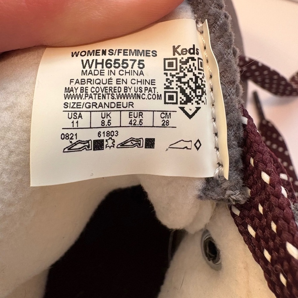 Keds Suede Snow Boots Gray Lace Up Thinsulate Fleece Lined Waterproof Polka Dot - Picture 8 of 8